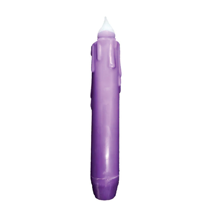 Candle: 7" Tapered LED Light, Battery Operated Timer Candle, Purple