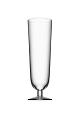 A sophisticated Orrefors: Beer Pils 15.5oz glass from the 4-pack, crafted by Erika Lagerbielke with a narrow base and wide rim, stands elegantly against a white background, perfect for serving pilsner in style.