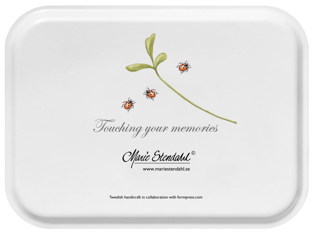 Tray: "Tradgards Fika" Coffee Break in the Garden Birch Melamine Tray by Swedish Artist Marie Stendahl Made in Sweden