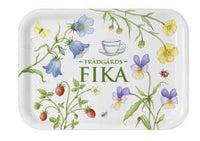 Tray: "Tradgards Fika" Coffee Break in the Garden Birch Melamine Tray by Swedish Artist Marie Stendahl Made in Sweden