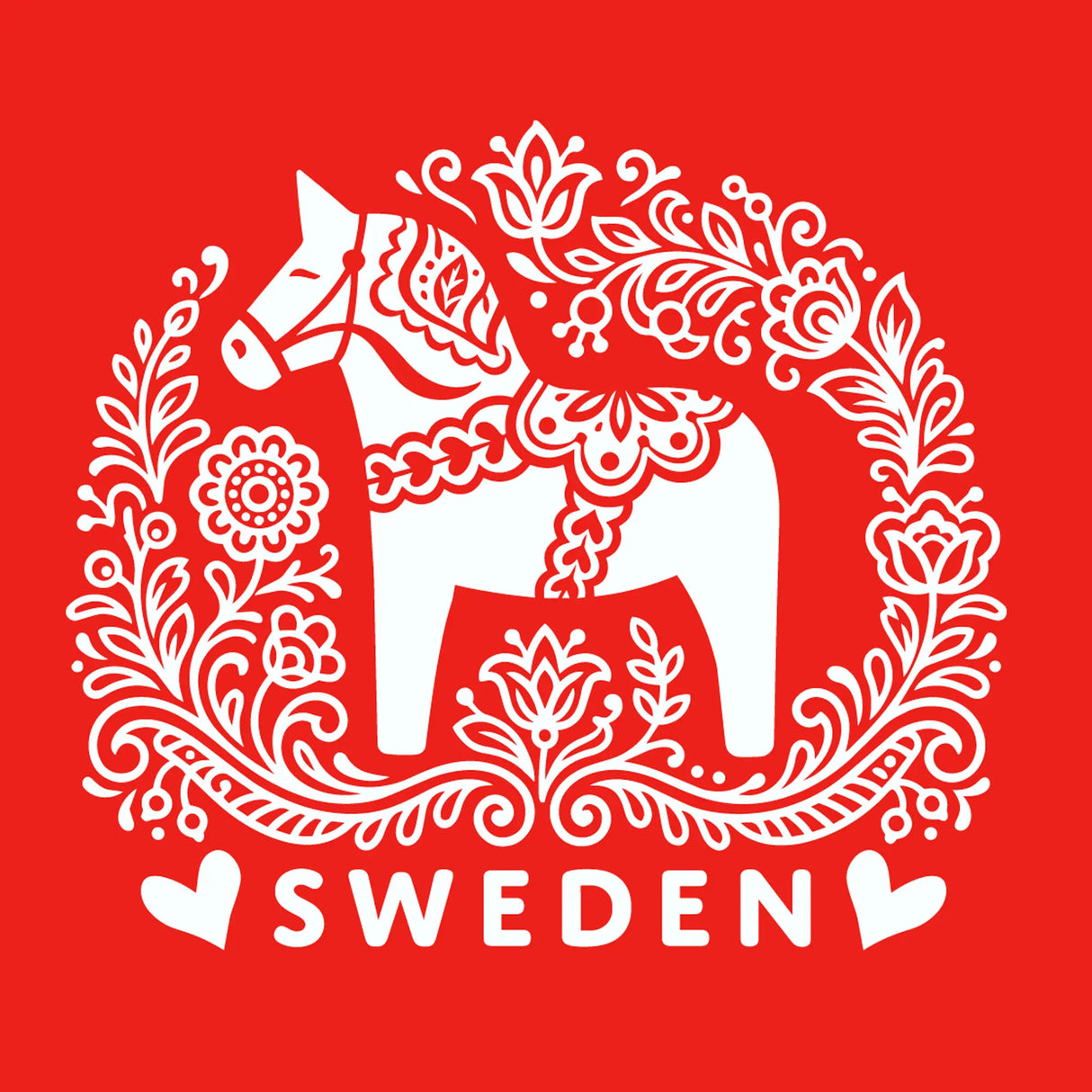 Tee: Dala Horse Sweden Graphic Tee - Bella + Canvas Women's Relaxed Jersey Shirt