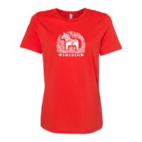 Tee: Dala Horse Sweden Graphic Tee - Bella + Canvas Women's Relaxed Jersey Shirt