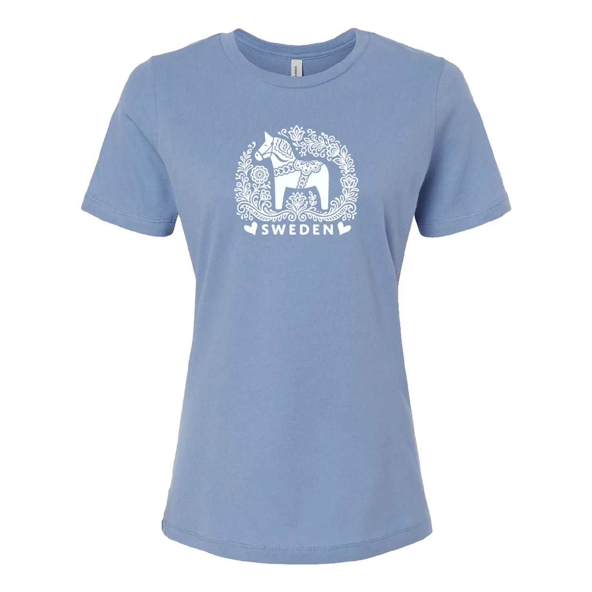 Tee: Dala Horse Sweden Graphic Tee - Bella + Canvas Women's Relaxed Jersey Shirt