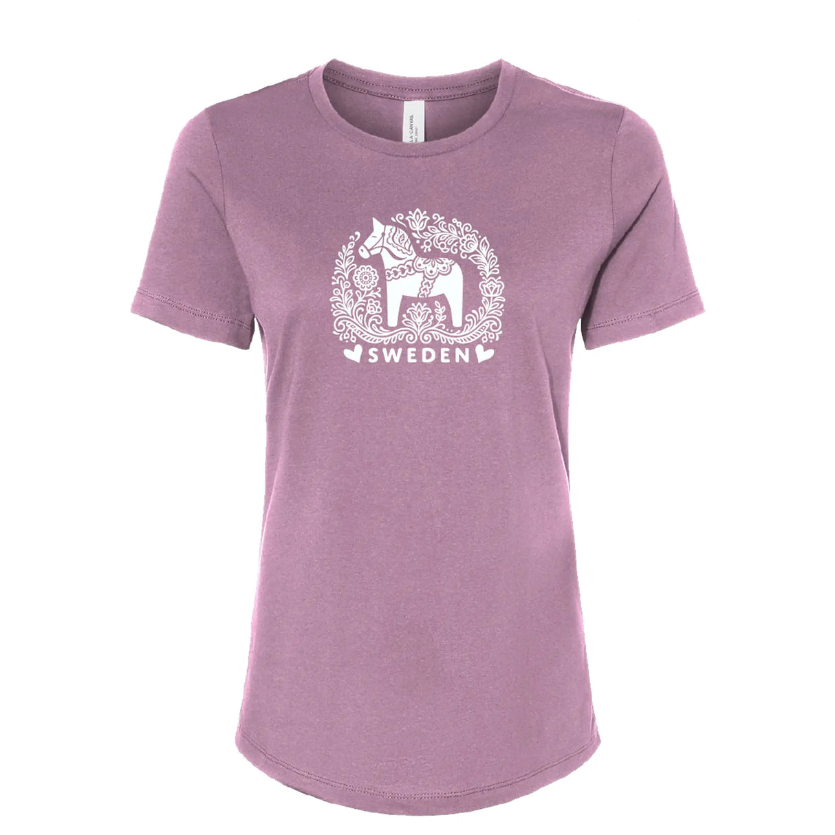 Tee: Dala Horse Sweden Graphic Tee - Bella + Canvas Women's Relaxed Jersey Shirt