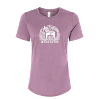 Tee: Dala Horse Sweden Graphic Tee - Bella + Canvas Women's Relaxed Jersey Shirt