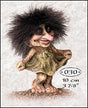 The NyForm Dancing Girl Troll of Norway figurine stands 4.5" tall, featuring wild black hair, a large nose, and a simple dress. This collectible is handmade in Norway and makes a unique addition to any collection.