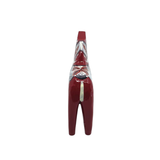 The Anniversary Series Swedish Dala Horse Maria features a red ceramic design viewed from the front, adorned with traditional white and black patterns, capturing authentic Swedish craftsmanship.