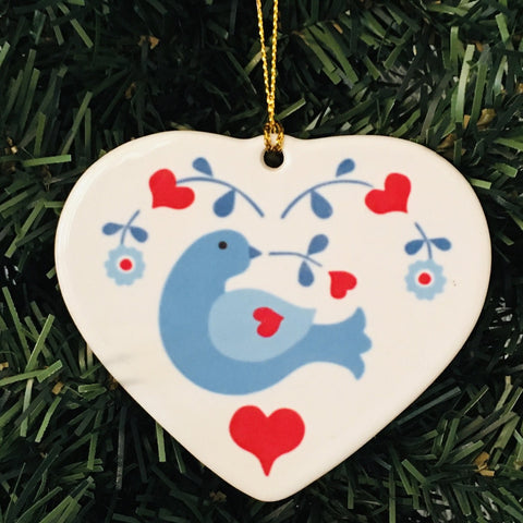 Ornament: Bird Heart Ceramic