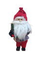 The Figurine: Santa with Glittering Tree is a handcrafted Swedish Santa with a red hat, bushy white beard, and red pants, holding a glittering green tree, set against a white background.