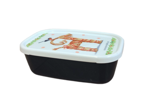 The Mini Christmas Box Container features Marie Stendahl designs, with a white lid showing a straw goat and bird, inspired by classic Swedish holiday décor.