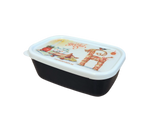 The Mini Christmas Box Container features Marie Stendahl designs on a black plastic body with a white illustrated lid—perfect for adding festive Swedish décor to your home.
