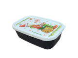 The Mini Christmas Box Container with Marie Stendahl Designs features a rectangular plastic shape, white lid, and festive elf illustration with "Joy!"—ideal for adding Swedish holiday flair to your décor.