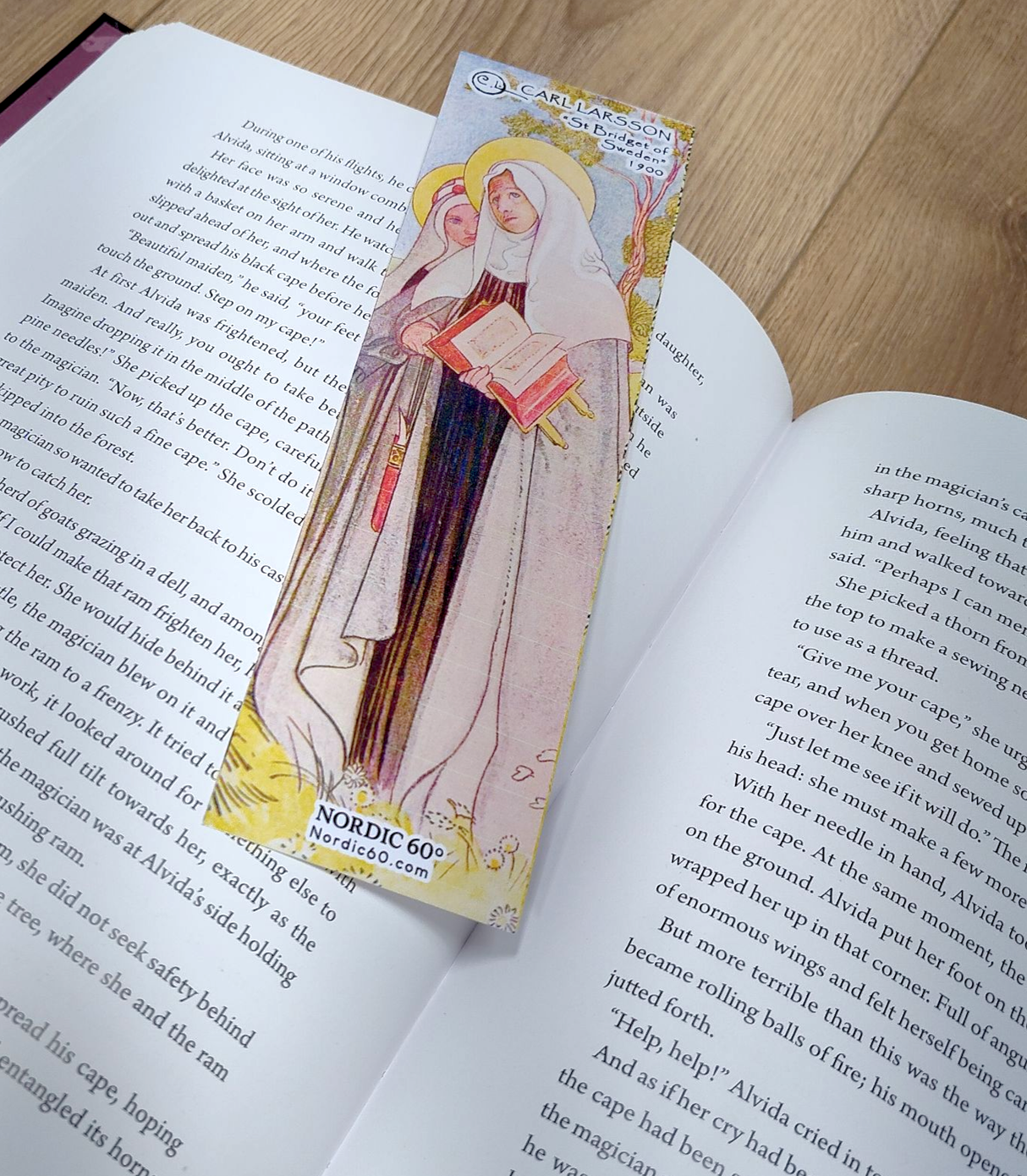 Add a touch of Scandinavian charm to your reading with the Bookmark: Carl Larsson “St. Bridget of Sweden” (8.5" × 2.5"), featuring vibrant artwork and perfect for marking your place in any book.