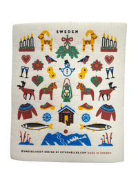 Dishcloth: Swedish Winter Traditions – Eco-Friendly Cotton/Cellulose Blend (8" × 7")