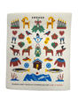 The "Dishcloth: Swedish Winter Traditions" (8"x7") features folk art Dala horses, candles, hearts, birds, and more in a charming Nordic design—an eco-friendly cotton/cellulose blend perfect for your kitchen.