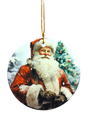 The Ornament: Santa Claus Ceramic Ornament features Santa Claus in front of a decorated Christmas tree and comes with a gold hanging string—perfect for festive holiday décor.