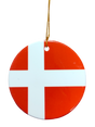 The Ornament: Denmark Flag Ceramic Ornament features the iconic red and white Danish cross and hangs by a gold string—an ideal tribute to Danish heritage.