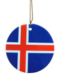 The Ornament: Iceland Flag Ceramic Ornament showcases the red and white cross on blue, symbolizing Iceland’s heritage. Crafted in ceramic, it hangs by a gold string—perfect for celebrating Icelandic pride.