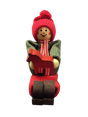 The Figurine: Handcrafted Swedish Santa Boy Sitting with Red Dala Horse features a smiling, rosy-cheeked Santa in festive attire—ideal for adding authentic Swedish charm to your Christmas decor.