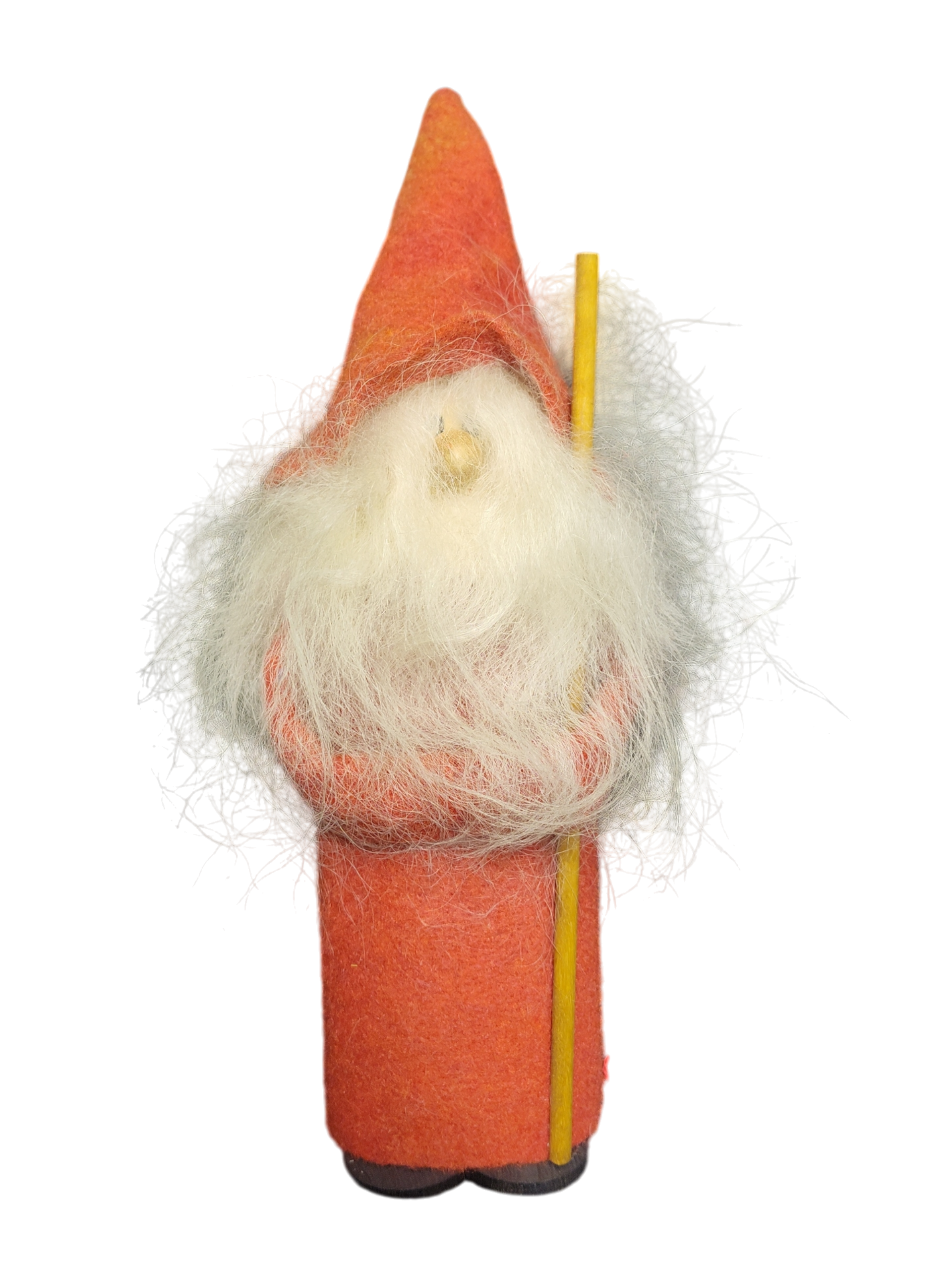 A small gnome figurine called "Figurine: Gnome with Tall Red Hat," featuring a long white beard and red hat, is perfect for adding unique holiday décor to your home.