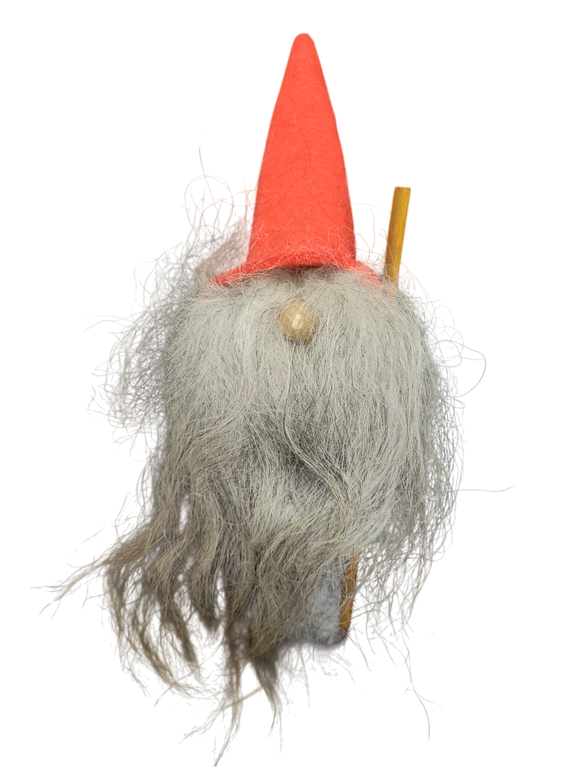 The Figurine: Gnome with Tall Red Hat features a charming gnome with a long gray beard, round wooden nose, and thin wooden stick—an ideal holiday décor piece for any space.