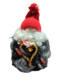 The "Figurine: Tomte with Straw Heart" features a red knit hat, white curly beard, straw heart, and furry gray coat—handcrafted holiday décor inspired by Scandinavian folklore.