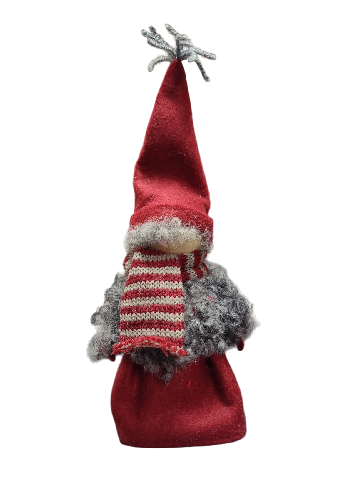 The Santa Boy and Girl Figurine 11" features charming characters with tall red hats, curly gray beards, and red-and-white scarves—ideal as a Scandinavian holiday decor accent, displayed front-facing on a white background.