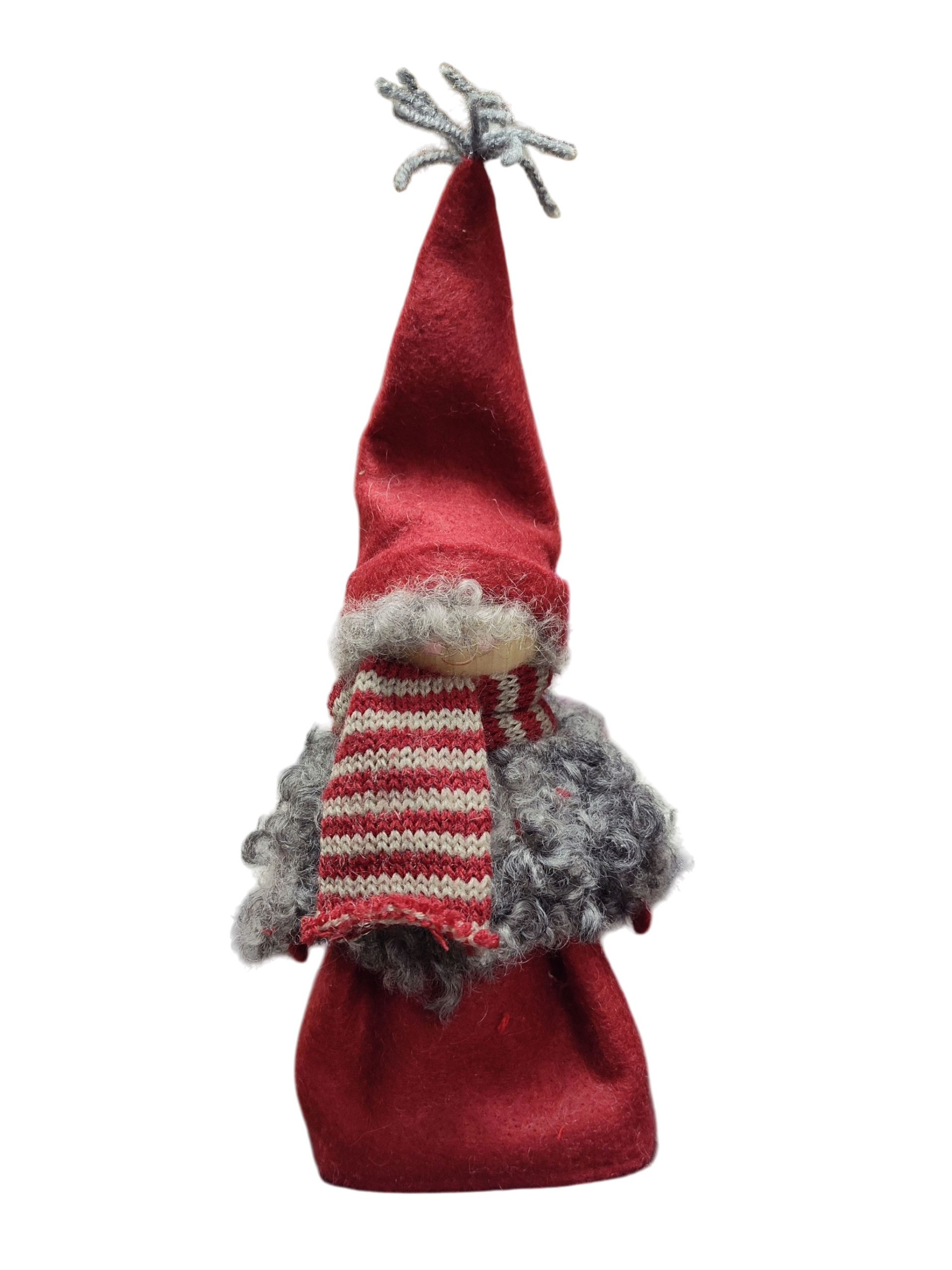 The Santa Boy and Girl Figurine 11" features charming characters with tall red hats, curly gray beards, and red-and-white scarves—ideal as a Scandinavian holiday decor accent, displayed front-facing on a white background.