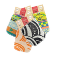 Four vibrant Scrub: Kitchen Scrubber Scrub-Wow pads in assorted patterns and packaging, overlapping on a white background. Safe for Teflon cookware and easy to clean.