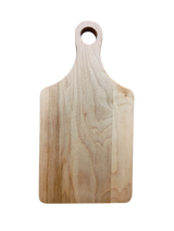 The "Valkommen" Swedish maple wood cutting board (13.5" x 7") features a handle with a hole near the top, inspired by Swedish folk art, and is shown on a white background.