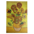 A canvas print titled "Artwork: Sunflowers Vincent Van Gogh 1853 - 1890" features a vase of sunflowers in different stages of bloom, reminiscent of Van Gogh’s iconic style.