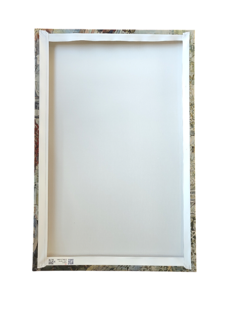 A stretched canvas print of Carl Larsson's "The Crayfish Season Opens" (1897) with neatly folded edges and visible stretcher bars, displayed on a white background.