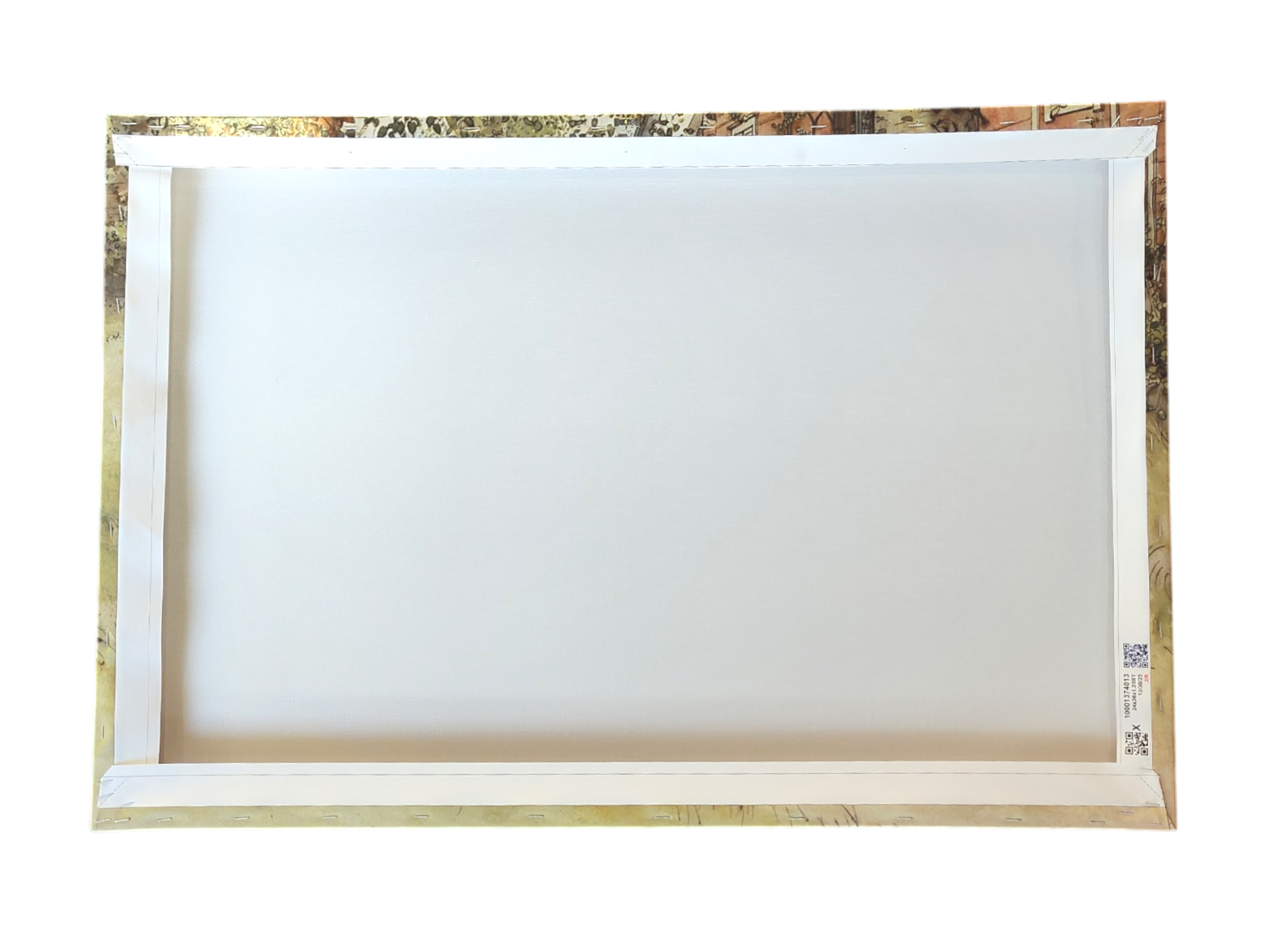 The image shows the back of a stretched canvas with wooden stretcher bars—perfect for displaying the "Artwork: Breakfast Under the Big Birch Carl Larsson 1853 - 1919 Print on Canvas.