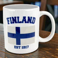 Mug: Established Series Finland Flag Mug with Year Founded (11 oz)