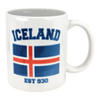 The 11 oz Established Series Iceland Flag Mug by Swedish Gift Store showcases the Icelandic flag with “ICELAND” in bold blue above and “EST 930” below—a stylish Scandinavian mug for Nordic fans.