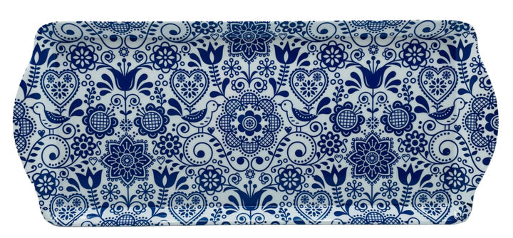 Tray: Blue Folk Art Flowers Tray