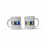 Mug: Stacked "FIKA" in Blue with Yellow Stacked Coffee Cups (11oz)