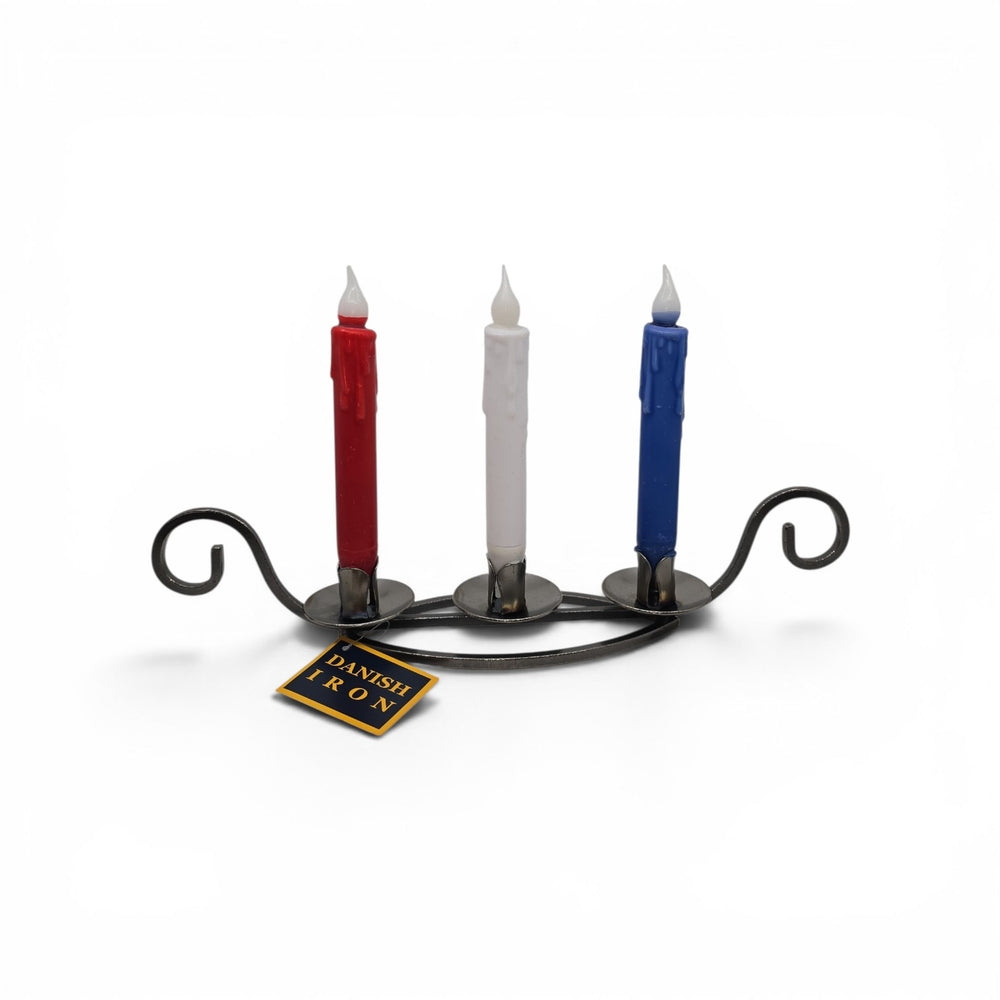Candle Holder: Danish Iron Viking Ship Candle Holder for 3 Taper Candles