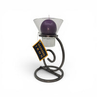 Candle Holder: Danish Iron with Tall Curl Base & 1 Leif Cup for Ball Candle
