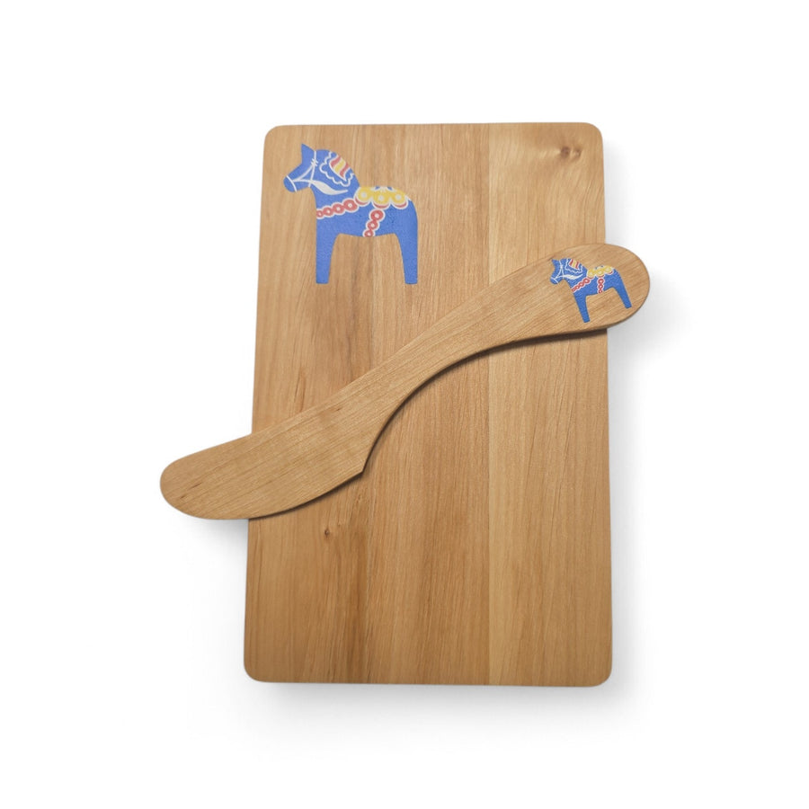 Board & Spreader: Blue Dala Horse Alder Sandwich Board and Spreader