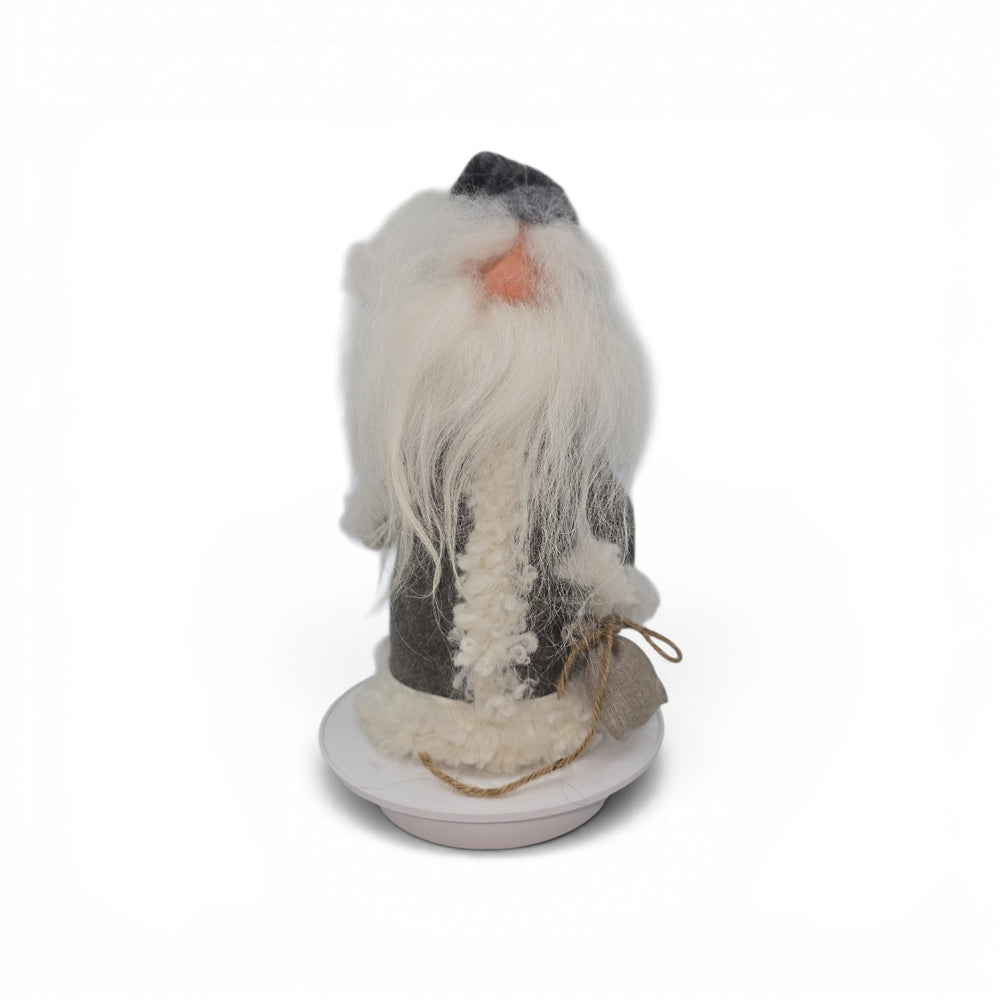 Gnome: "Tomte with Robe" and Burlap Bag 12" Tall on a Wood Base by Gumselids of Sweden