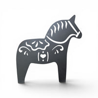Wall Decor: Dala Horse – Red Gloss Paint Metal (17" × 18") Wall Decor