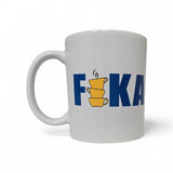 Mug: Stacked "FIKA" in Blue with Yellow Stacked Coffee Cups (11oz)