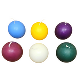 A 4-pack of Logum Kloster Lys 2.5" ball candles in assorted colors is arranged on a white background—ideal for bringing Scandinavian décor charm to any room.