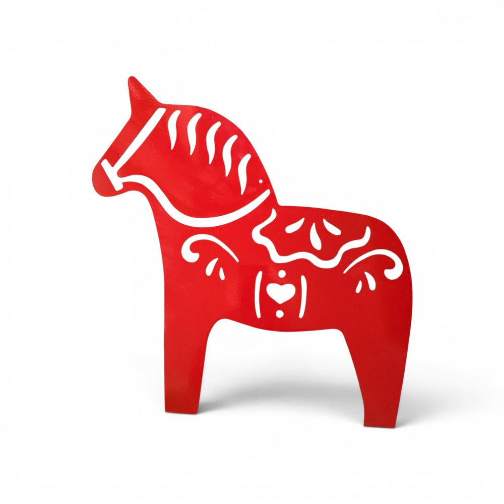 Wall Decor: Dala Horse – Red Gloss Paint Metal (17" × 18") Wall Decor