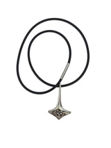 A black rubber chain necklace featuring a Thor’s Hammer pewter pendant, inspired by Norse mythology, crafted by Hillestad of Norway.