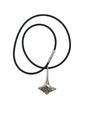 A black rubber chain necklace featuring a Thor’s Hammer pewter pendant, inspired by Norse mythology, crafted by Hillestad of Norway.