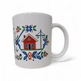 Mug: Swedish Images Blue Dala Horse Church Red House 11oz Mug