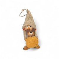 Figurine: Tomte - Gnome Girl with Teddy Bear Handcrafted in Scandinavia 5" Tall Seated