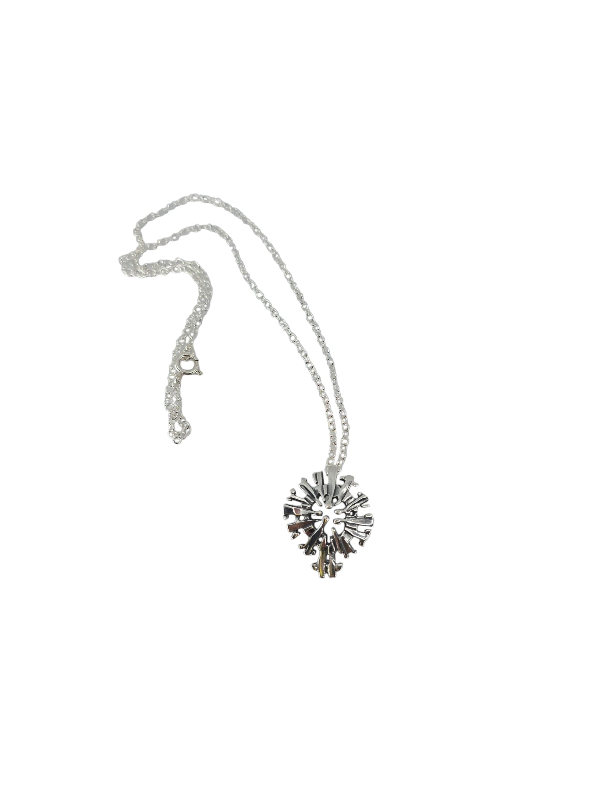 The Necklace: Midnight Sun Pewter Pendant with Sterling Silver Chain from Hillestad of Norway, inspired by Scandinavian jewelry, is displayed on a white background.